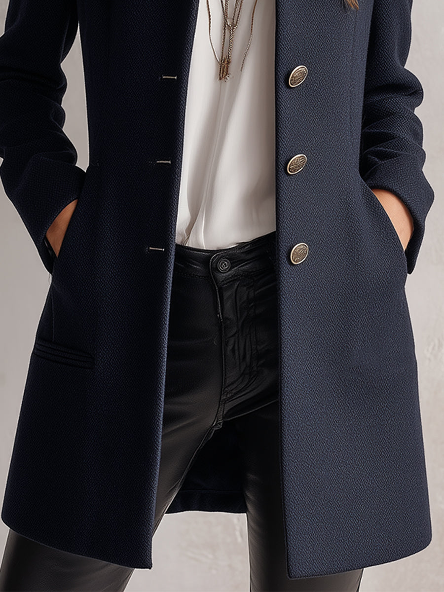 Quiet Luxury Stand Collar Woolen Single-breasted Coat