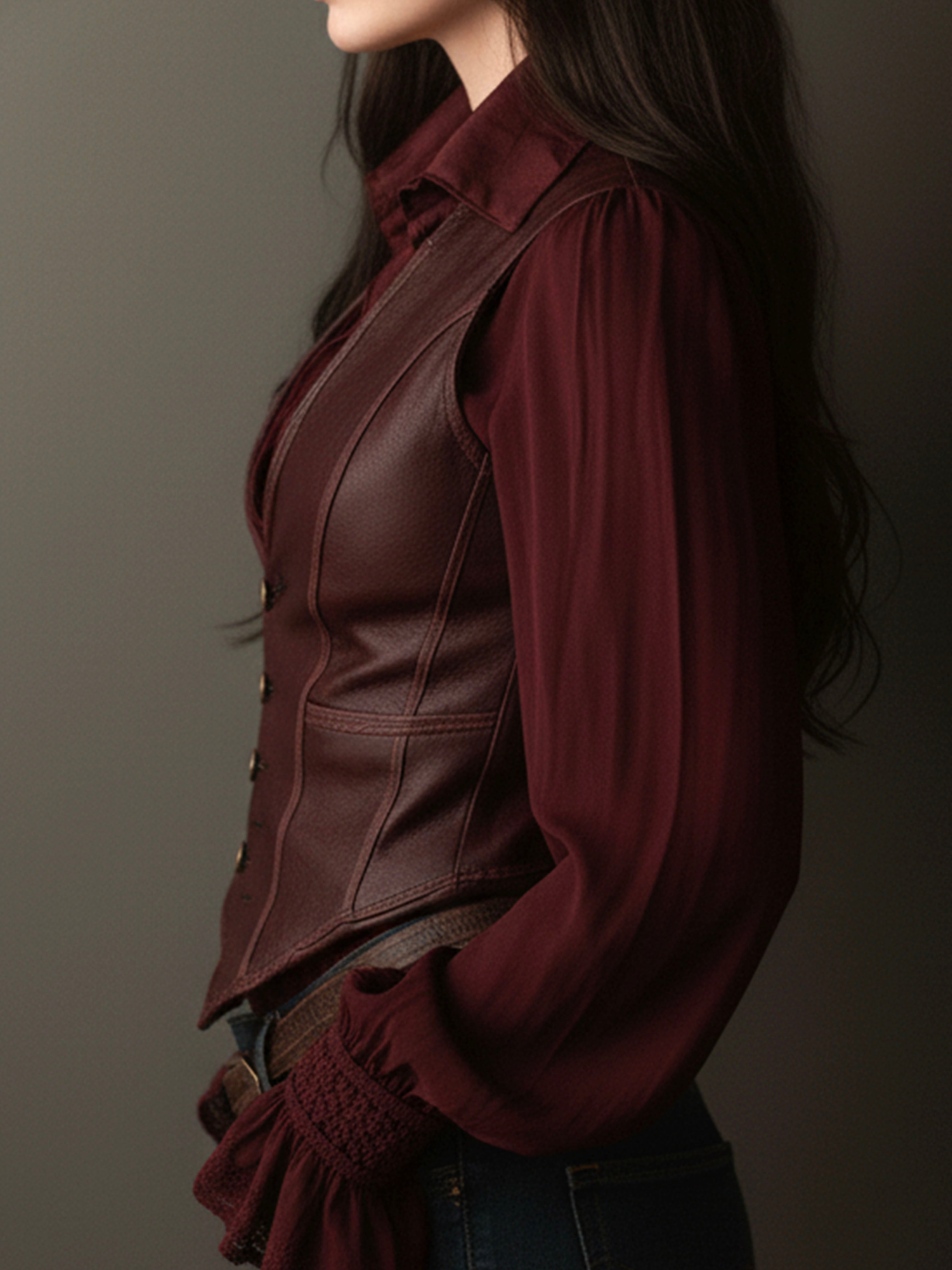 Vintage Burgundy Eco Leather Corset Vest